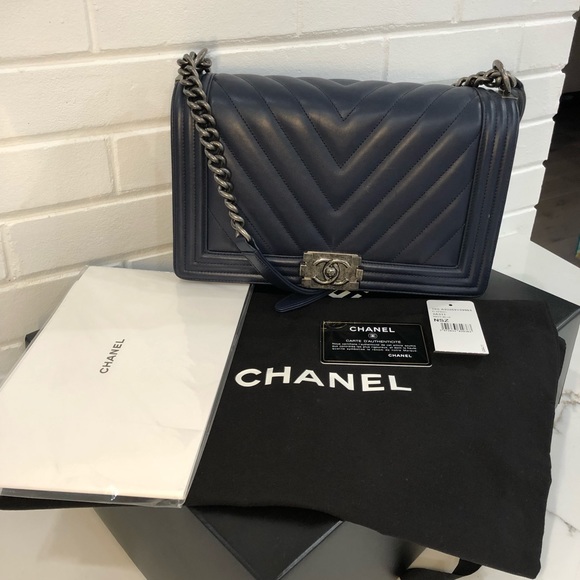 CHANEL Handbags - Chevron Chanel Boy Handbag